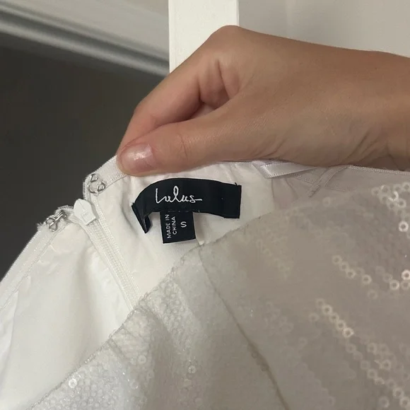 Lulu's Pristine Dazzle Ivory Sequin Strapless Mini Dress - Picture 5 of 5